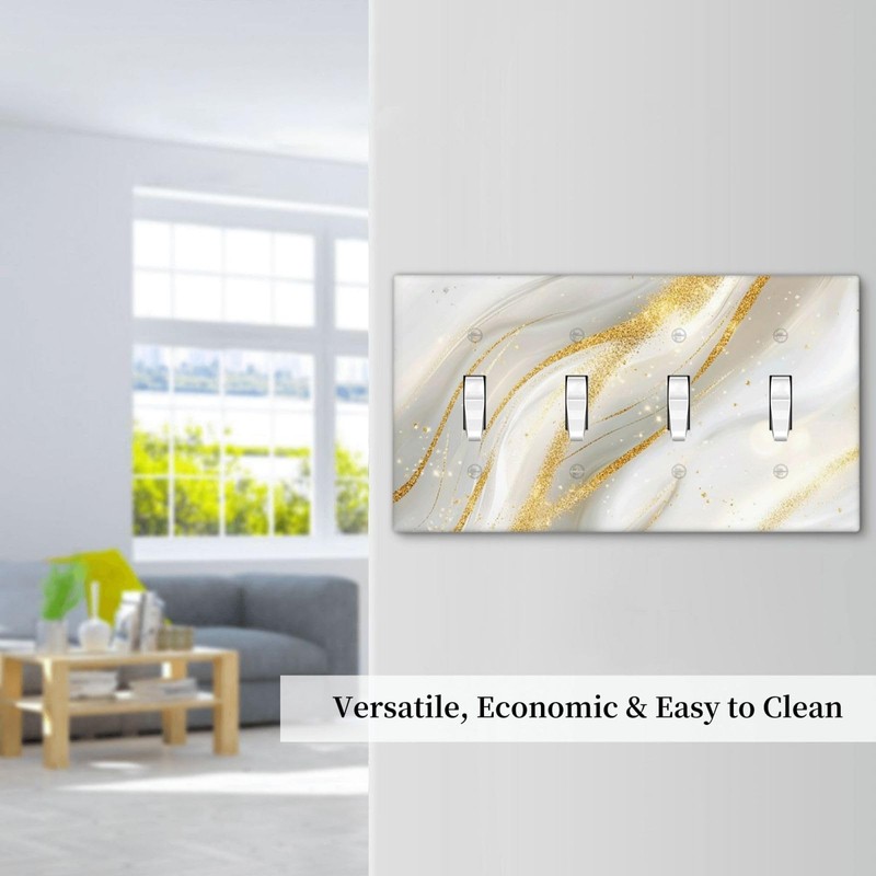JDAKHD Gold White Marble Light Switch Cover Plate Abstract Modern