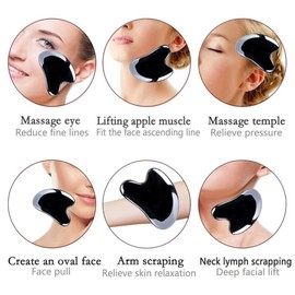 Generic TeraHertz Gua Sha Stone Facial Tool, Skincare Contour GuaSha Beauty Spa Natural TeraHertz Heart Stone, Lymphatic Drainage Face Tool, Small, Metallic
