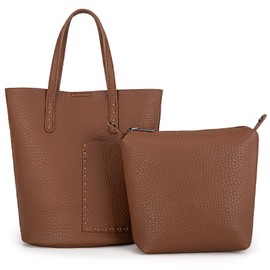 Montana West Small Bucket Purses for Women Small Top Handle Purses Satchel Handbags with Zipper Pouch 2 in 1 Cosmetic Bag Set MWC-562BR