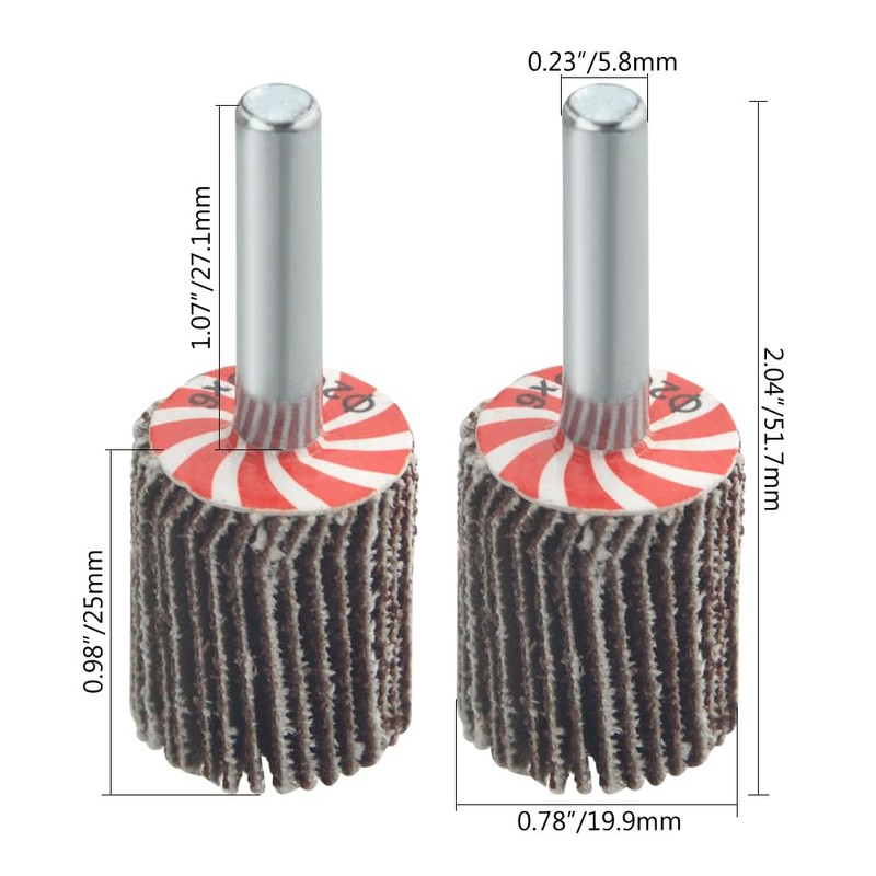 TOVOT 10PCS 3/4"×1" Mounted Flap Wheels with 1/4" Mandrel 80