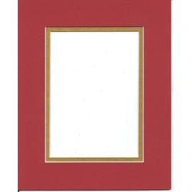 16x20 Bright Red & Gold Double Picture Mat, Bevel Cut for 11x14 Picture or Photo