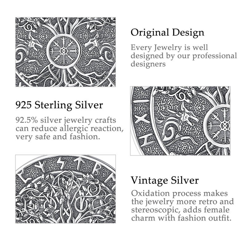 CELESTIA Thor's Hammer Necklace Viking Wolf Chain Men's 925 Silver