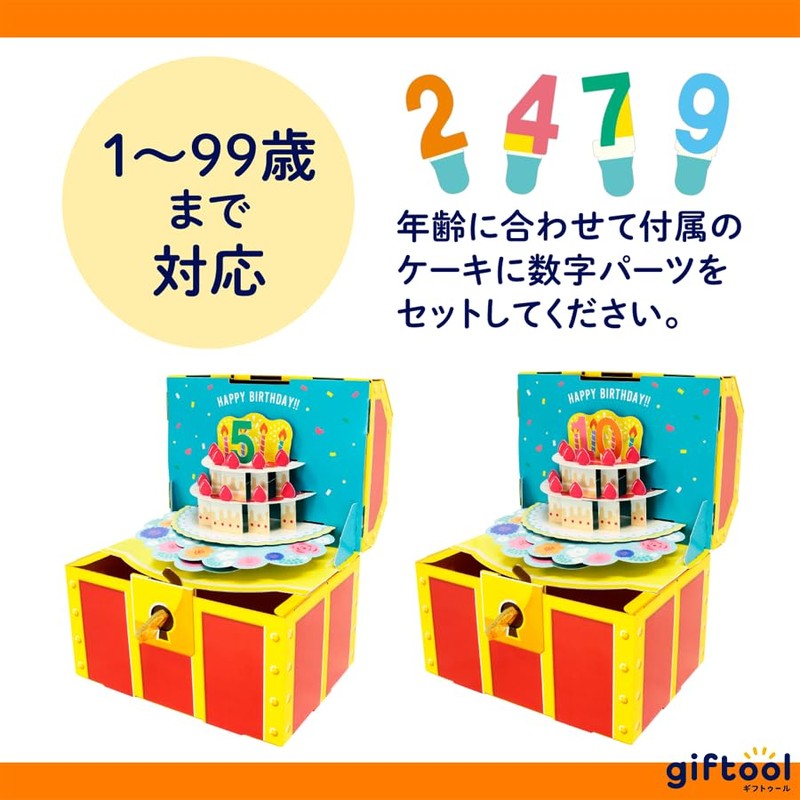 giftool Treasure Box, Birthday (Cakes), Includes Sheet and Gift Box,