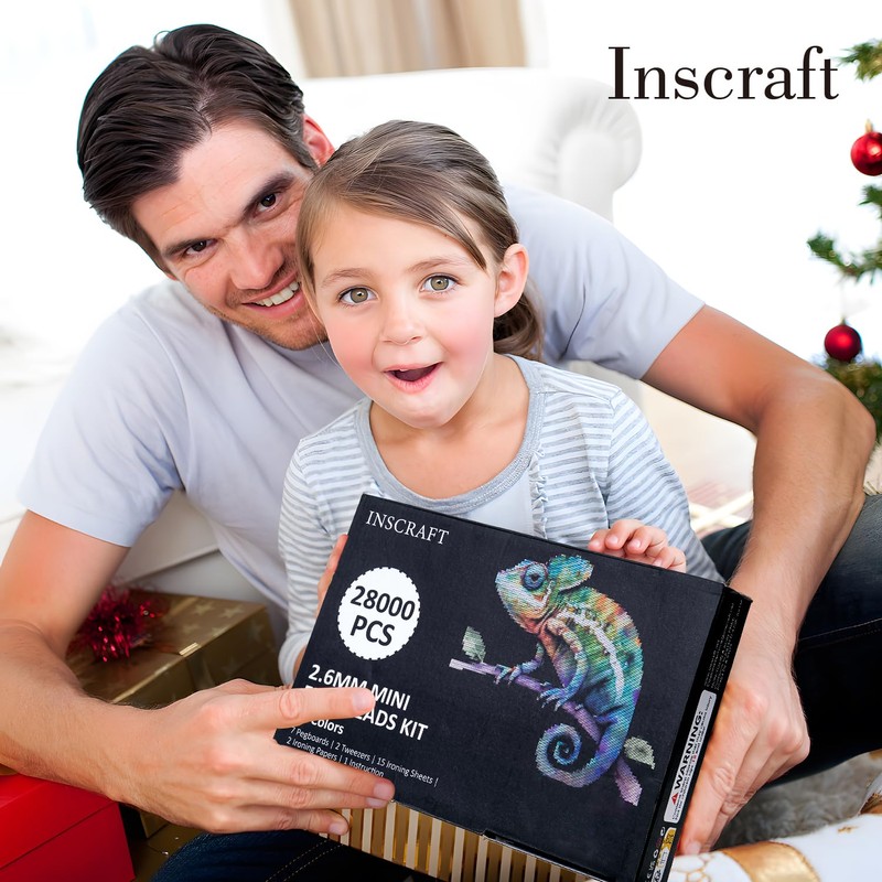 INSCRAFT 28,000 Mini Fuse Beads, 2.6mm 48 Colors Melty Beads