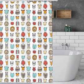 ECO Shower Curtain, Solid Animal PEVA Waterproof Heavy Duty Bathroom Curtains with 3 Magnets, 12 Plastic Hooks Quick-Drying Washable, 180x180cm