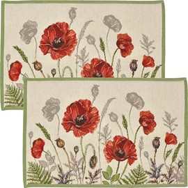Sander Poppy Meadow Tapestry Placemat Set of 2 Red / Natural Size 32 x 48 cm
