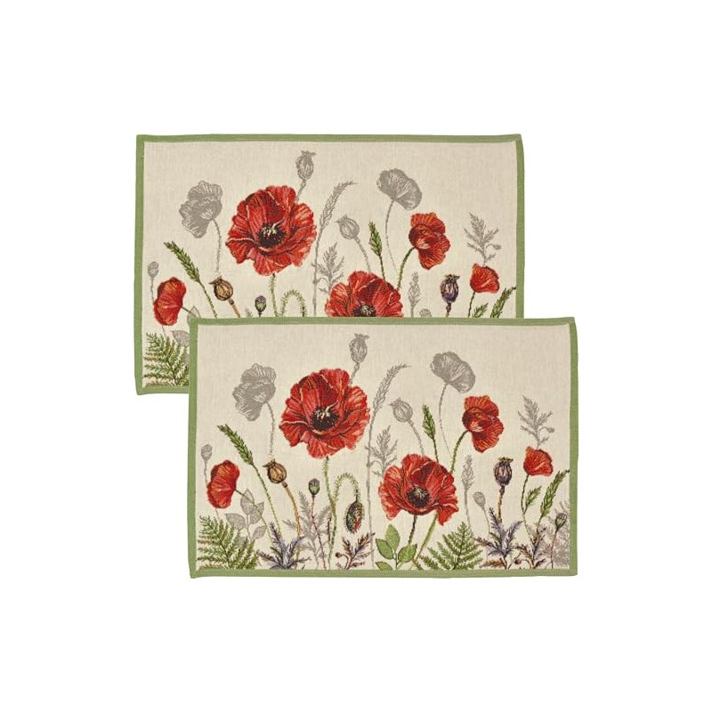 Sander Poppy Meadow Tapestry Placemat Set of 2 Red /