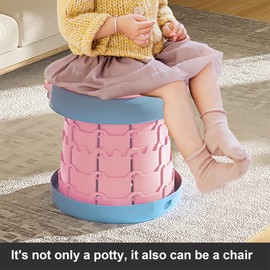 NAJMECHOY PVC Portable Potty, Children's Foldable Toilet, Baby Travel Urinal (Pink)