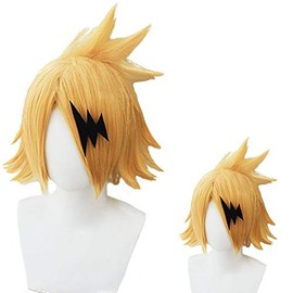 [二番目の城] 耐熱コスプレウィッグ 稲妻髪飾り付 僕のヒーローアカデミア 上鳴電気 パーティー 変装 コスチューム cos wig +おまけ2点