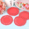 DECORA 3.5inch Round Red Lace Paper Doilies for Wedding Tableware