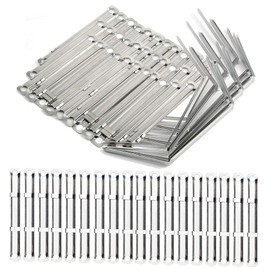 50Pcs Metal Paper File Fasteners 2-Hole Binder Clip Prong Binder Paper Fasteners Document File Fastener Office Paper Clamps Loose-Leaf Binding Clamp, 80mm Hole Pitch, Silver