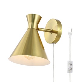 SAFAVIEH Lighting Collection Jordie Modern Brass Gold Downlight Wall Sconce Light Fixture, Ideal for Bathroom, Entryway, Vanity, Foyer, Hallway, Living Room (LED Bulb Included)