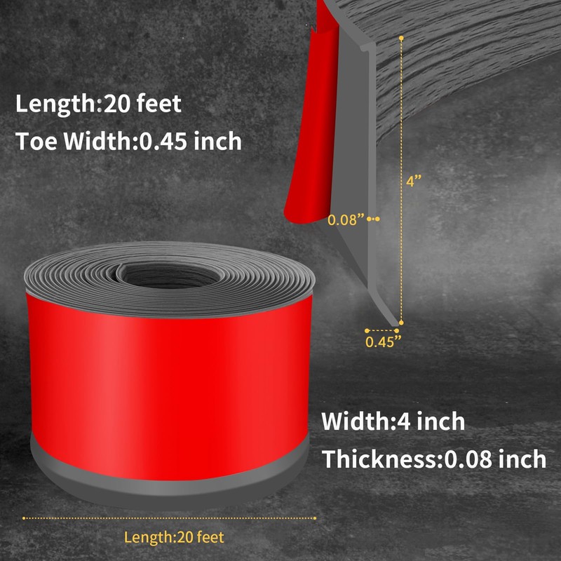 Heonay Flexible Baseboard Molding Trim 4 Inch Self-Adhesive Vinyl Wall