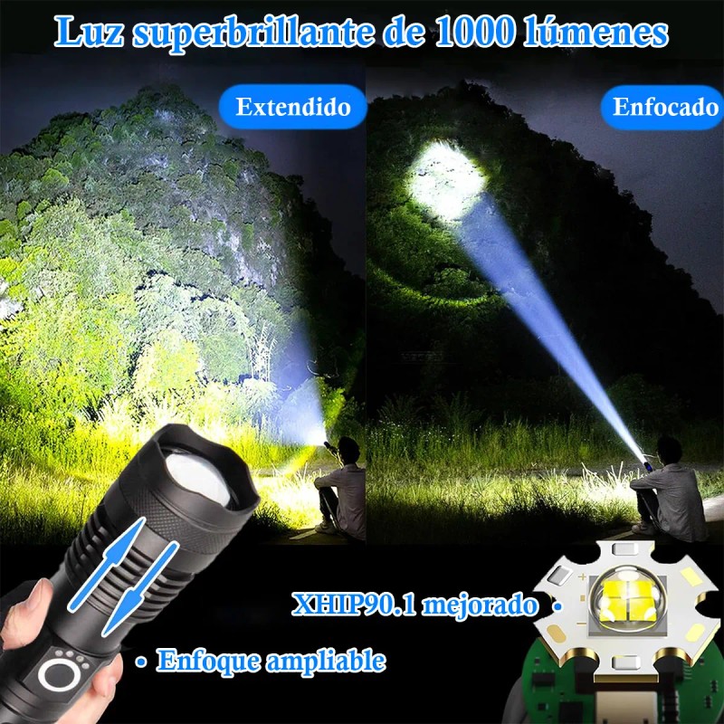 Lampara Tictica 32000 Lm Bateria Extra Grande Usb Recargable Linterna