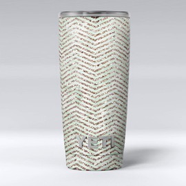 Design Skinz Brown and Green Glimmer Chevron - Skin Decal Vinyl Wrap Kit Compatible with The Yeti Rambler Cooler Tumbler Cups