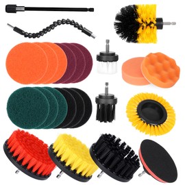 Pack of 24 Brush Attachment Drill Brushes for Cordless Screwdriver Cordless Drill Attachment Cleaning Brush Drill Brushes for Bathtub Tiles Flooring Kitchen