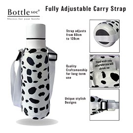 Bottlesoc Bottlesoc Water Bottle Carrier with Shoulder Strap | Dalmation Design - Washable Cover for Walking & Travel | Eco Friendly Sleeve with Adjustable Strap | Stretchable & Reusable Water Bottle Holder