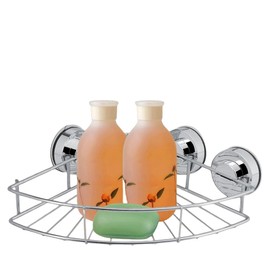 Beufee Corner Shower Caddy, 30 x 21 x 5cm Stainless Steel Bathroom Corner Shelf Vacuum Suction Cup Shower Caddy Organiser No Drill Wall Mounted Bathroom Accessories for Bathroom, Kitchen, Toilet