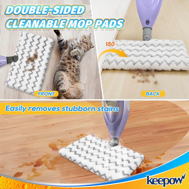 KEEPOW Steam Mop Replacement Pads 2 Pack Compatible with Shark