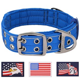 ADITYNA - Heavy Duty Dog Collar with Handle - Royal Blue Dog Collar for Extra-Large Dogs - Reflective, Wide, Thick, and Soft Neoprene Padded (Royal Blue, Extra-Large: Fit 24-30" Neck)