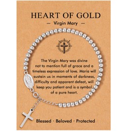 OBSUN Virgin Mary Cross Bracelet, Rosary Bracelet Christian Jewelry for Women Confirmation Gifts Christian Gifts (Virgin Mary)