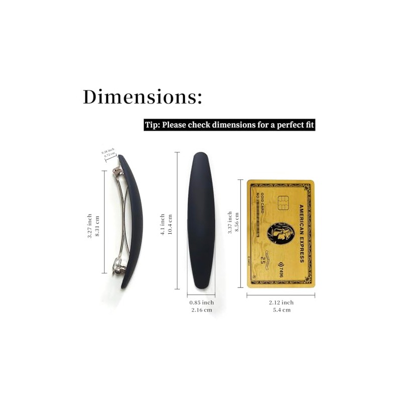 Pinzas Grandes Para El Cabello, Mate, De 10 Cm (4"),