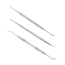 Baluue 3Pcs Stainless Steel Double-End Toenail Tool Set File and Lifter Suitable for Thick Nails and Personal Care