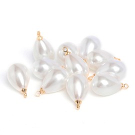 Teensery 50 Pcs Waterdrop Shaped Faux Pearl Pendants Charm with Bail Connector for DIY Jewelry Bracelet Necklace Earring Making (10 x 14mm)