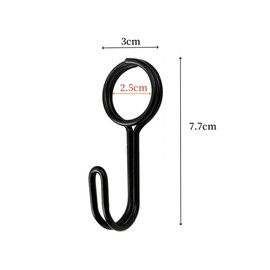 12 Spiral Hooks Black with Eyelet, Universal Hooks, Boat Hooks, Trampoline, Motorcycle, Bicycle, Tarpaulins, Trailers, Flower Pots, Inner Diameter 25 mm