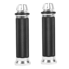 VGEBY Motorcycle Dirt Bike Motocross Rubber Hand Grips For 7/8" 22mm Handlebar Street Sport Dirt Bike With Billet Aluminum Bar End Cap (Color : Silver)