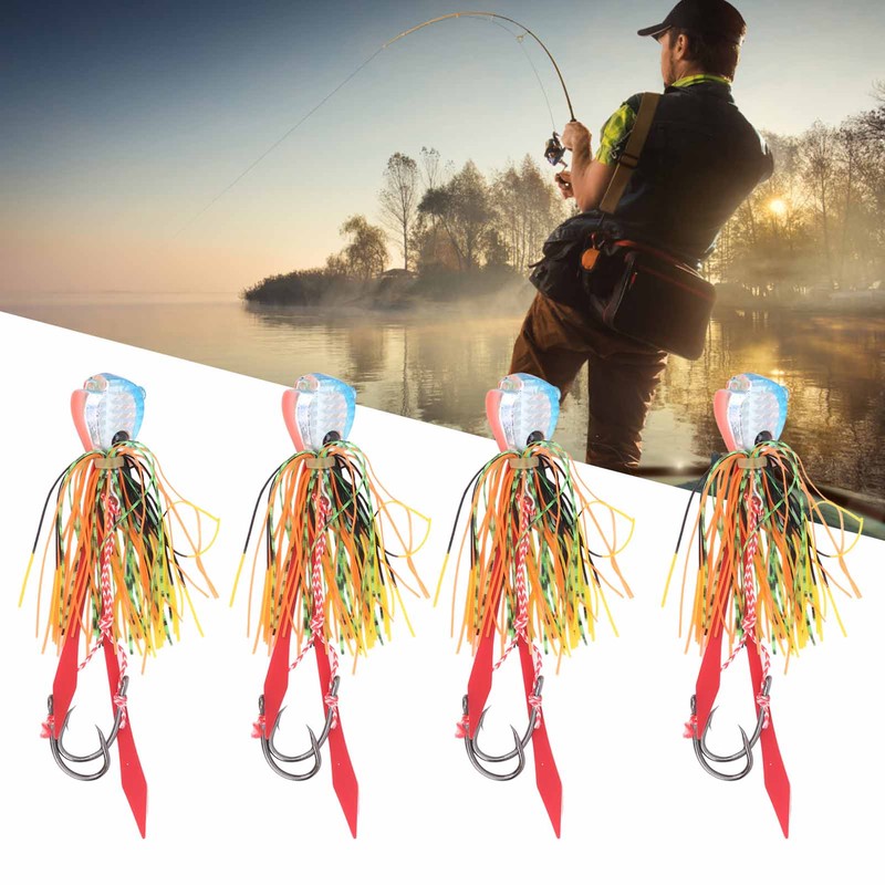 4Pcs 65g Fishing Artificial Baits Silicone Skirts Lures with Hook