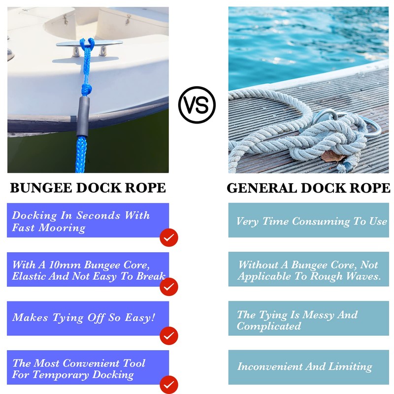 4FT Bungee Boat Dock Line Mooring Rope with Foam Float