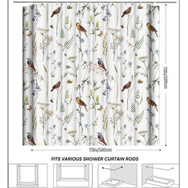 mefound Shower Curtain Waterproof & Mould Resistant Premium Hotel Quality Polyester Bathtub Curtain Weighted Hem & Rust-Proof Grommets 180 x 180 cm with 12 Hooks