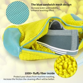 Shoe Wash Bag for Washing Machine - Laundry Shoe Bag for Washer and Drye，Reusable Plus Shoe Cleaning Bag for Most Shoe Types and Sizes (Yellow 1 PC)