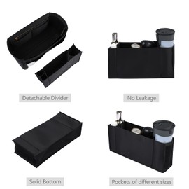 Purse Organizer Insert, Felt Purse Organizer with Zipper and Sewn Bottom Insert, Fit Speedy Neverfull Graceful,6 Sizes, Silky Black, X-Large