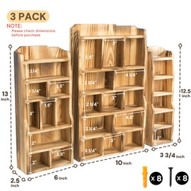 YIMITEE 3 Pack Wood Shadow Box with 27 Compartment, 16" x 10" x 2.5" Rustic Cubby Display Shelf, Wall-Mounted Freestanding Floating Shelves, Decorative Collection Display for Figures, Curio, Keepsake
