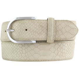 BELTINGER Women's Python Embossed Belt 4 cm Leather Belt for Women 40 mm Snake Look Snake Pattern Python Pattern, Mist, silver.