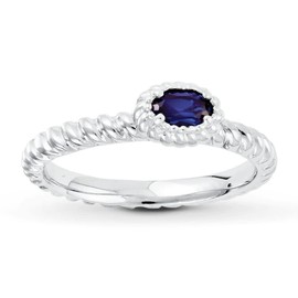 55Carat Elige tu color - Anillo apilable con forma ovalada de plata de ley 925, diseño occidental, regalo perfecto para boda o aniversario para mujeres, talla 4-13, Piedra preciosa, zafiro azul creado