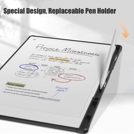 E NET-CASE Case for 2024 Released 11.8" Remarkable Paper Pro Tablet - Lightweight & Transparent Back Shell Protective Book Folio Cover with Built-in Pen Holder (Black)