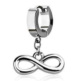Autiga® Women's Creole Hoop Earrings Stainless Steel Infinity Pendant Helix Huggie Ear Piercing, Stainless Steel
