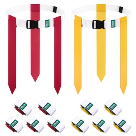 Hilhook Flag Football Belts, 10 Player Flag Football Set Includes 10 Adjustable Belts, 30 Flags for Youth, Kids & Adults Team Sports Training Games (Red and Yellow)