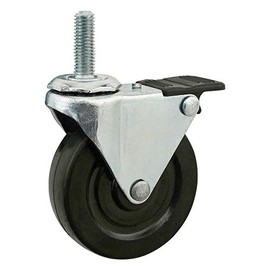8020, 65-2342, 75mm Caster Wheel, M10 x 30mm Threaded Stem Swivel Caster with Brake Lock 80/20 Cart and Furniture Wheels Extruded T-Slot Profile