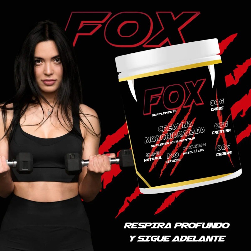 Creatina Monohidratada 500gm En Polvo Fox Suplements Sabores Natural