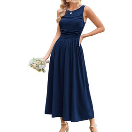 GRACE KARIN Summer Long Maxi Dress for Women Wedding Formal Dresses for Mother of The Bride Cocktail Dress Navy Blue XXL