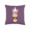 Pumpkin Spice Ginger Cat Coffee Latte Throw Pillow