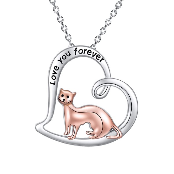 Ferret Gifts for Women Sterling Silver Heart Ferret Necklace Cute