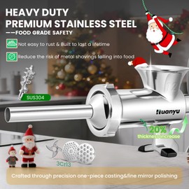 Huanyu Manual Meat Grinder-Heavy Duty Stainless Steel Hand Crank Meat Grinding Machine for Sausage, Meat, Biscuit-Dishwasher Safe, Multifunctional-for Home&Outdoor with Chicken, Beef, Small Bone(NO12)