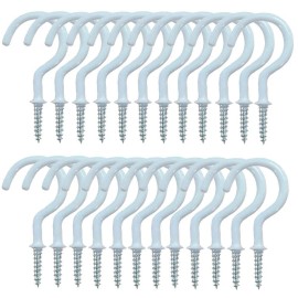 zhiweikm 24 Pack 2.9 Inch Cup Hooks Metal Ceiling Hooks, Household Screw-in Uti