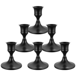 zeochyni 6PCS Taper Candle Holders Vintage Metal Candlestick Holders for Set of 6 Black