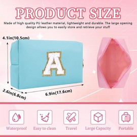 Lohhbve Small Minimalism Cute A-Z Makeup Bag, PU Leather Waterproof Cosmetic Bag Daily Use Toiletry Cosmetic Pouch, Portable Storage Travel Toiletry Bag for Women Girls Essential Cosmetic Organizer